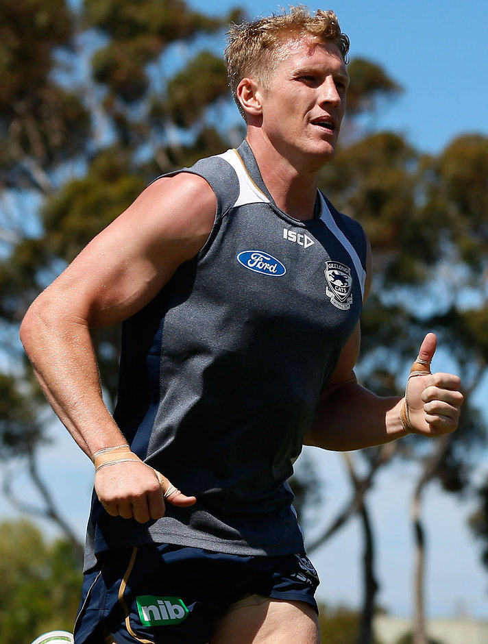 AFL 2015 Training - Geelong 141215 GEELONG, AUSTRALIA - DECEMBER 14: Josh Caddy of the Cats runs laps during the Geelong Cats training session at Elderslie Reserve, Newtown on December 14, 2015. (Photo: Adam Trafford/AFL Media)